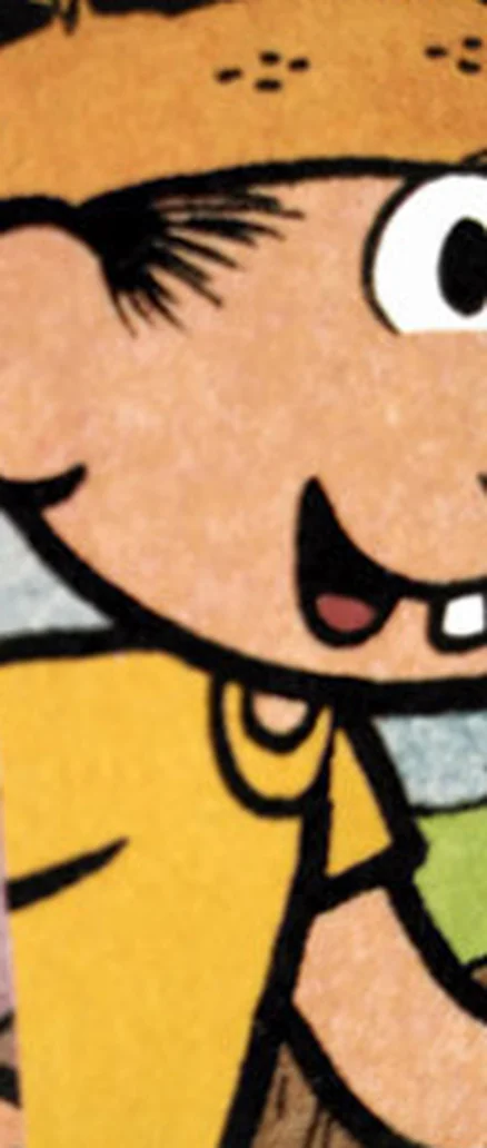 O mesmo detalhe restaurado: chapéu e camisa em amarelo