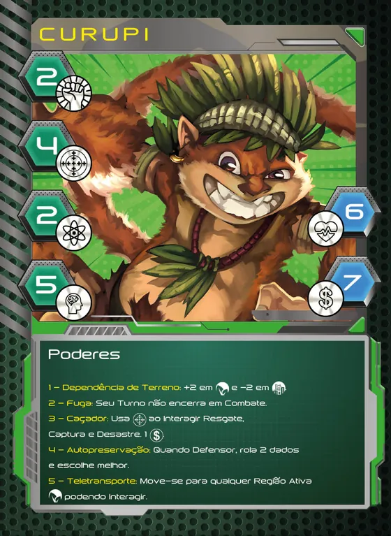 Carta de Curupi com ícone de Floresta e atributos