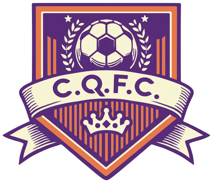 Escudo C.Q.F.C. com bola, louros e coroa