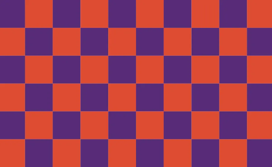 Bandeira quadriculada roxa e laranja