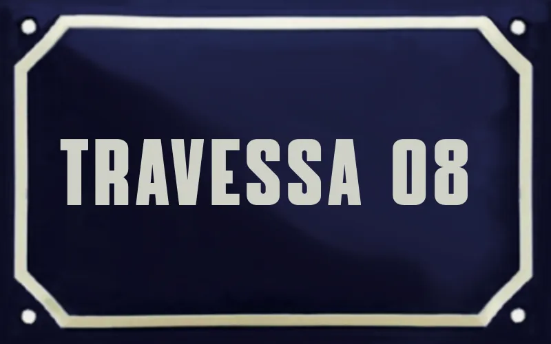 Placa esmaltada azul-marinho com filete branco: Travessa 08