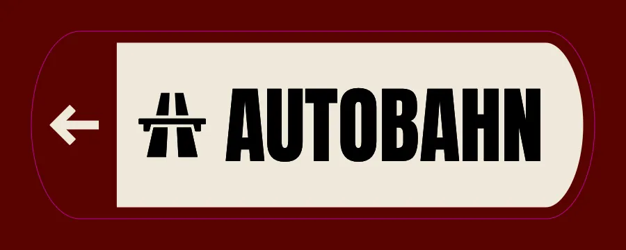 Placa vinho e creme com seta: Autobahn