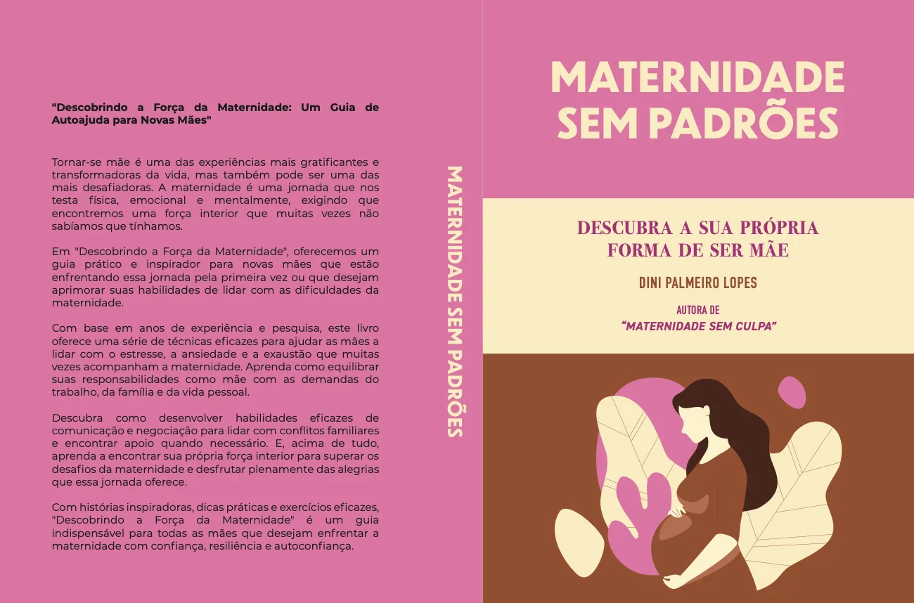 Capa aberta de livro rosa e marrom: Maternidade sem padrões