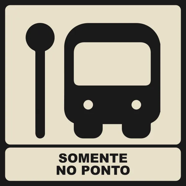 Aviso quadrado com ônibus: Somente no ponto