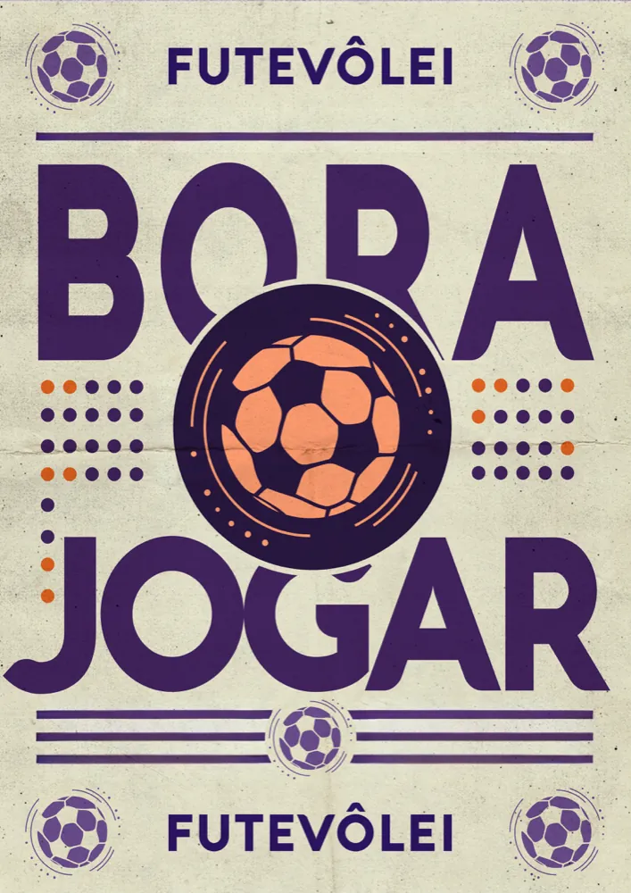Lambe de futevôlei roxo e laranja: Bora jogar