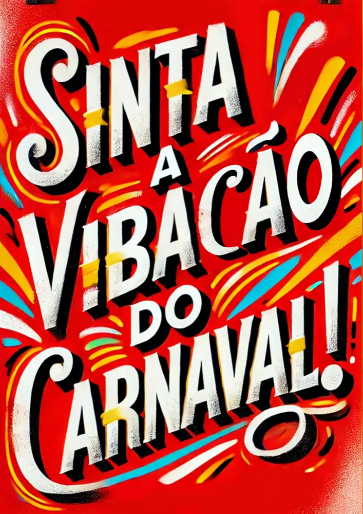 Cartaz vermelho de lettering: Sinta a vibração do carnaval
