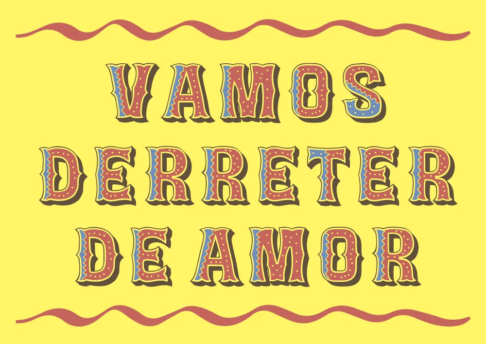 Lettering: Vamos derreter de amor, sobre amarelo