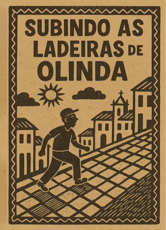 Capa de cordel em xilogravura: Subindo as ladeiras de Olinda
