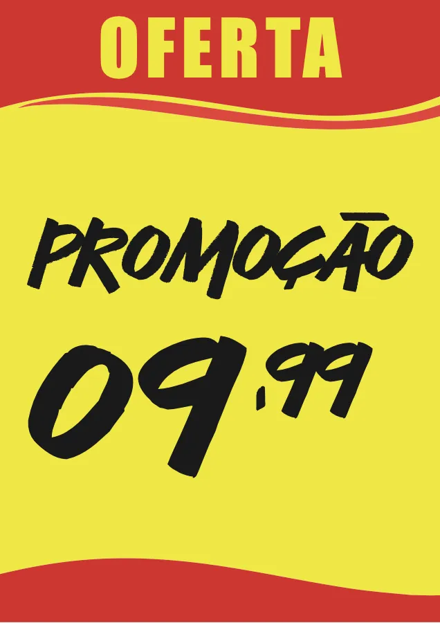 Placa de mercado amarela e vermelha: Oferta, promoção 09,99
