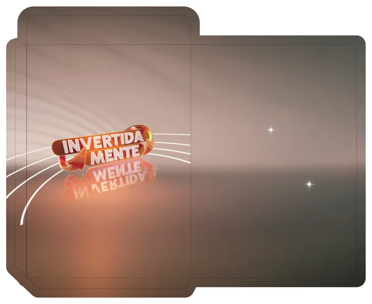 Envelope planificado escuro com o logo Invertida Mente em vermelho