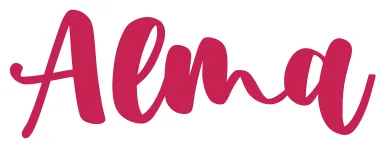 Logo Alma em letra cursiva magenta