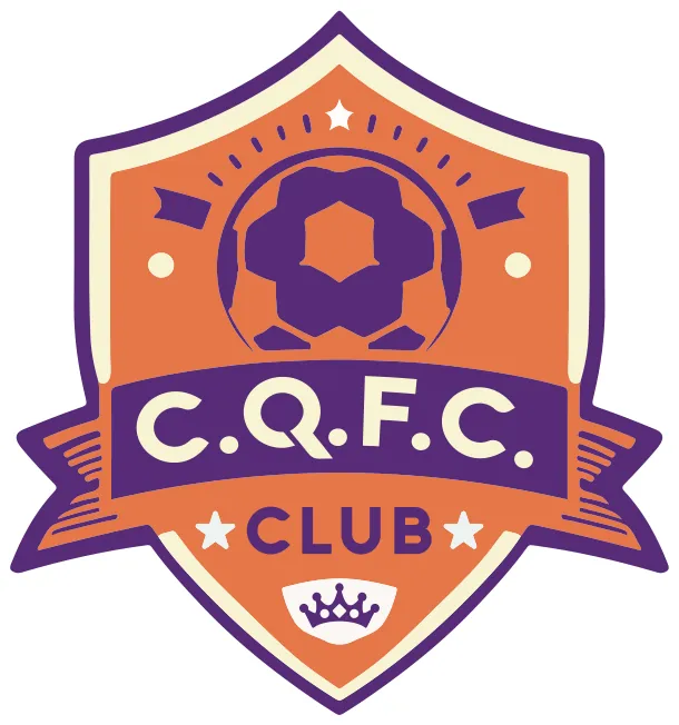 Escudo C.Q.F.C. Club com bola, coroa e estrelas