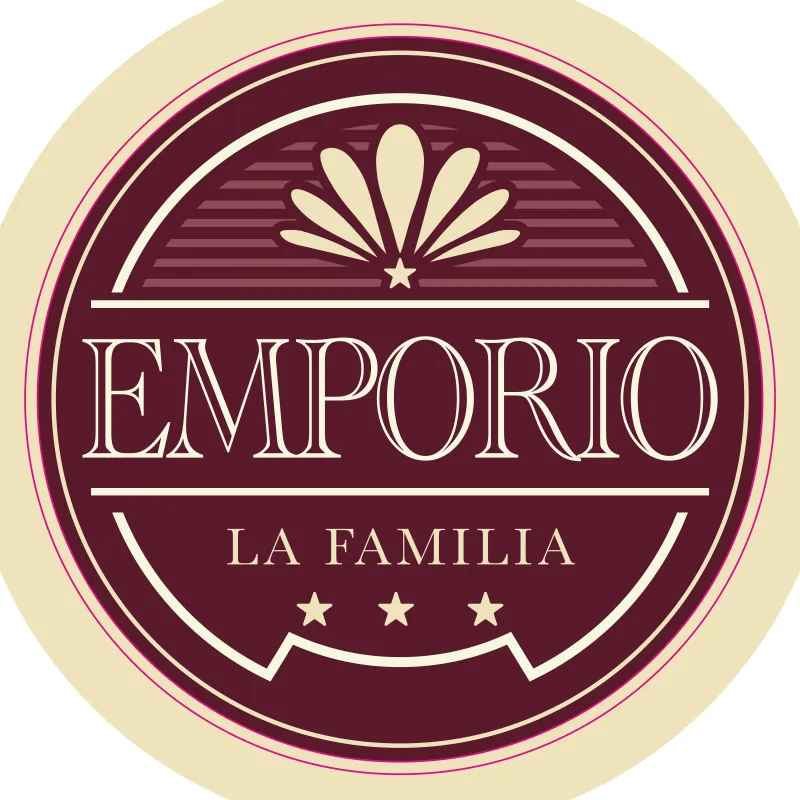 Selo redondo vinho e creme: Emporio La Familia, três estrelas