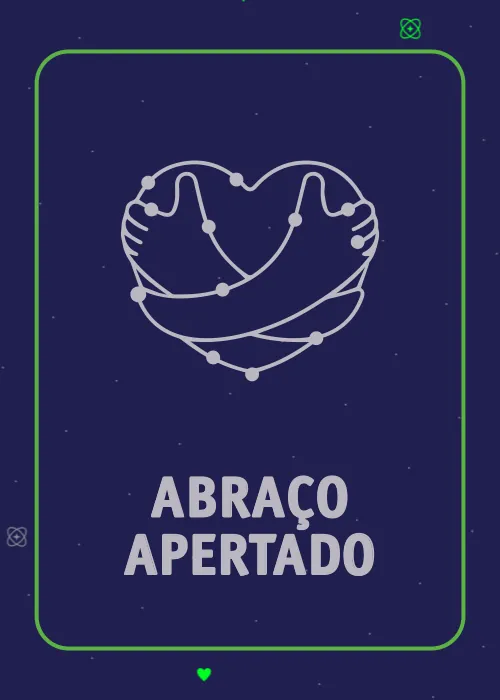 Carta: coração com braços em constelação, Abraço apertado