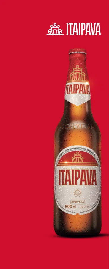 Adesivo impresso da porta da geladeira Itaipava: fundo vermelho com garrafa