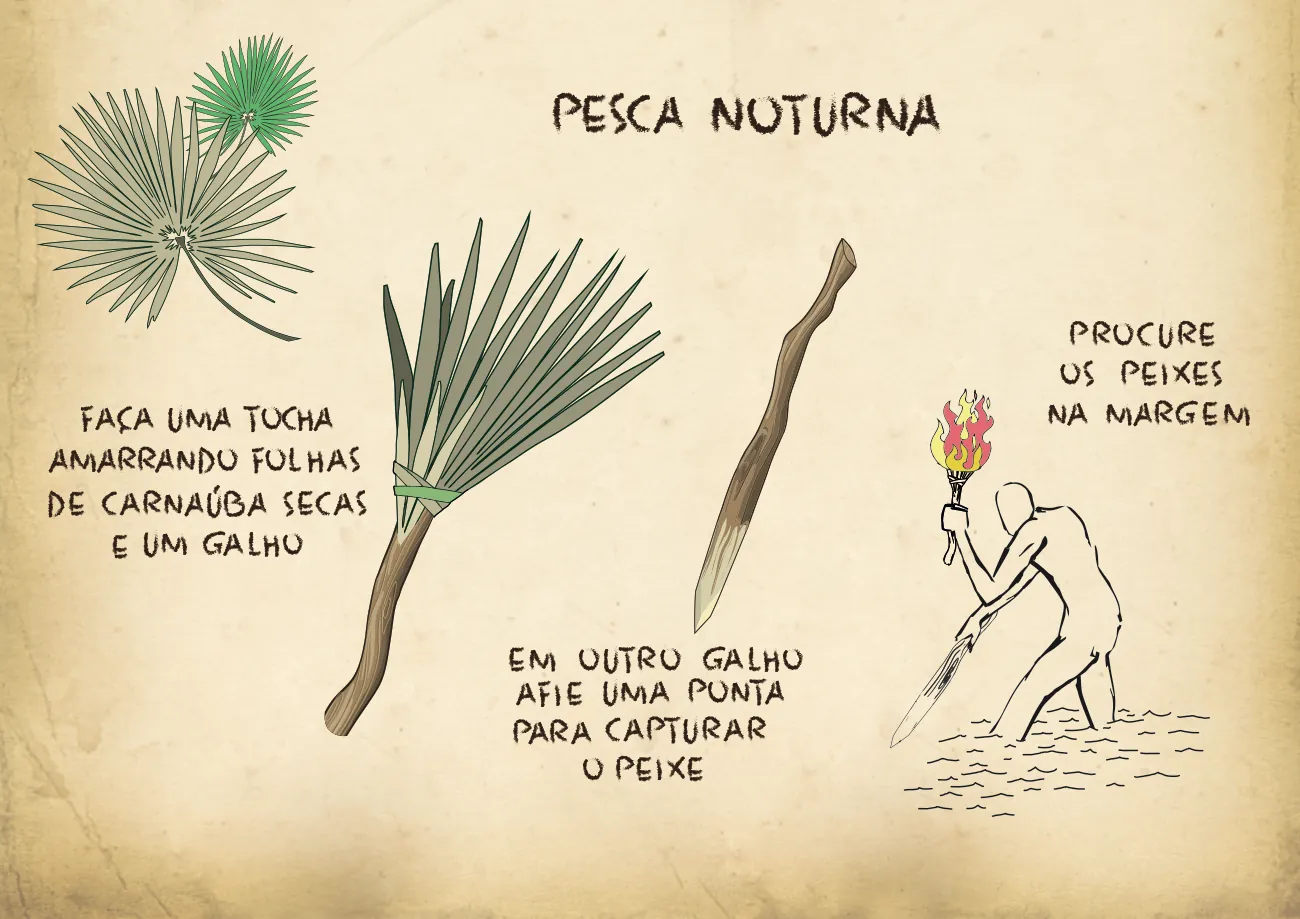 Página ilustrada: Pesca noturna com tocha