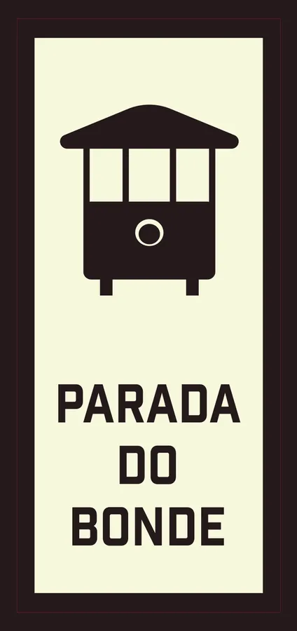 Placa vertical Parada do bonde com desenho de bonde