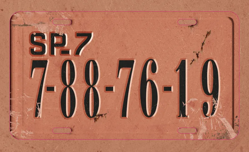 Placa de carro laranja desbotada SP-7 7-88-76-19