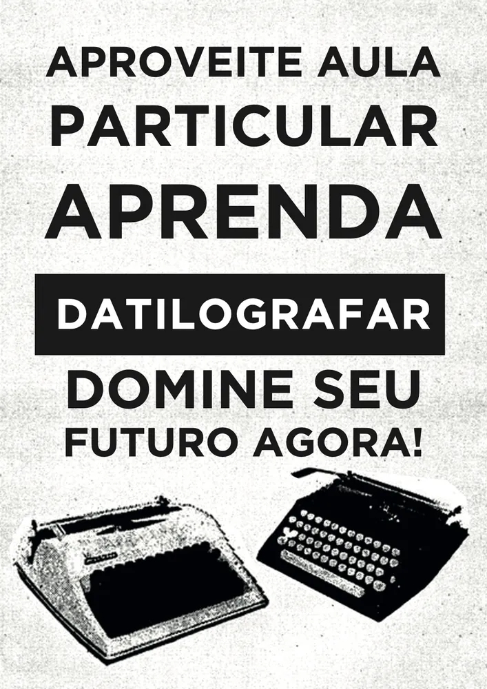 Lambe: Aproveite aula particular, aprenda datilografar, com máquinas de escrever